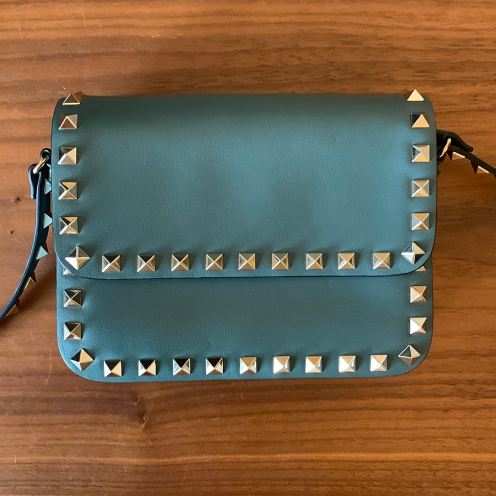 Valentino Mini Rockstud Teal Blue Cross Body Bag